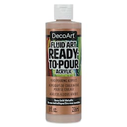 DecoArt Fluid Art Ready-To-Pour Acrylic - Rose Gold (Metallic), 8 oz Bottle (Front)