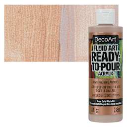 DecoArt Fluid Art Ready-To-Pour Acrylic - Rose Gold (Metallic), 8 oz Bottle and swatch