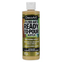 DecoArt Fluid Art Ready-To-Pour Acrylic - Gold (Metallic), 8 oz Bottle (Front)