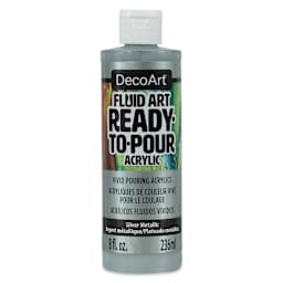 DecoArt Fluid Art Ready-To-Pour Acrylic - Silver (Metallic), 8 oz Bottle (Front)