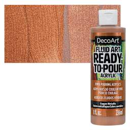 DecoArt Fluid Art Ready-To-Pour Acrylic - Copper (Metallic), 8 oz Bottle and swatch