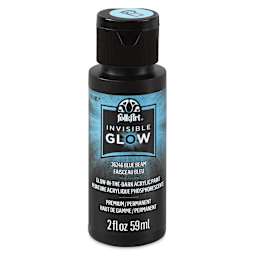 FolkArt Invisible Glow Acrylic Paint - Blue Beam, 2 oz (Front of bottle)