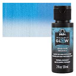 FolkArt Invisible Glow Acrylic Paint - Blue Beam, 2 oz bottle and swatch