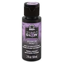 FolkArt Invisible Glow Acrylic Paint - Purple Pop, 2 oz (Front of bottle)