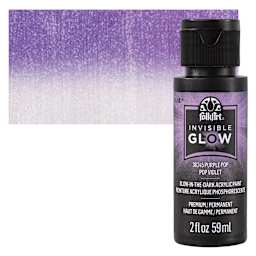 FolkArt Invisible Glow Acrylic Paint - Purple Pop, 2 oz bottle and swatch