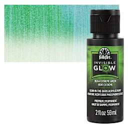 FolkArt Invisible Glow Acrylic Paint - Extreme Green, 2 oz bottle and swatch