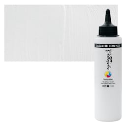 Daler-Rowney System3 Fluid Acrylic - Titanium White, 250 ml bottle and swatch