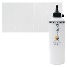 Daler-Rowney System3 Fluid Acrylic - Titanium White, 500 ml bottle and swatch