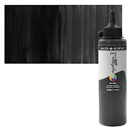 Daler-Rowney System3 Fluid Acrylic - Mars Black, 250 ml bottle and swatch