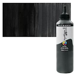 Daler-Rowney System3 Fluid Acrylic - Mars Black, 500 ml bottle and swatch