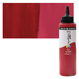 Daler-Rowney System3 Fluid Acrylic - Crimson, 250 ml bottle and swatch