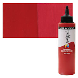 Daler-Rowney System3 Fluid Acrylic - Cadmium Red Hue, 250 ml bottle and swatch