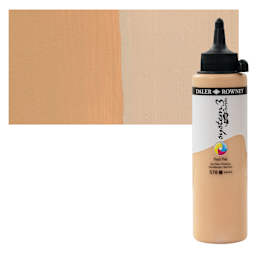 Daler-Rowney System3 Fluid Acrylic - Peach Pink, 250 ml bottle and swatch