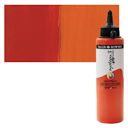 Daler-Rowney System3 Fluid Acrylic - Cadmium Orange Hue, 250 ml bottle and swatch