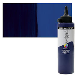 Daler-Rowney System3 Fluid Acrylic - Phthalo Blue, 250 ml bottle and swatch