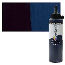 Daler-Rowney System3 Fluid Acrylic - Prussian Blue, 250 ml bottle and swatch