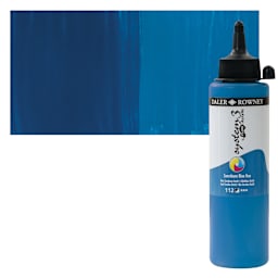 Daler-Rowney System3 Fluid Acrylic - Coeruleum Blue Hue, 250 ml bottle and swatch