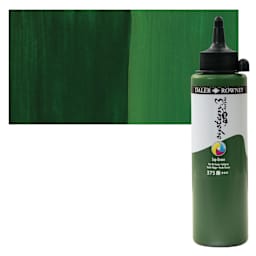 Daler-Rowney System3 Fluid Acrylic - Sap Green, 250 ml bottle and swatch