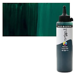 Daler-Rowney System3 Fluid Acrylic - Phthalo Green, 250 ml bottle and swatch