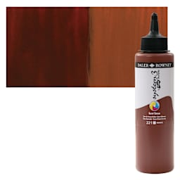 Daler-Rowney System3 Fluid Acrylic - Burnt Sienna, 250 ml bottle and swatch