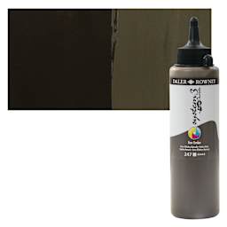 Daler-Rowney System3 Fluid Acrylic - Raw Umber, 250 ml bottle and swatch