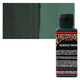 Alpha6 Alphakrylic Acrylic Paint - Dark Olive, 5 oz bottle and swatch