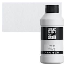 Liquitex Basics Acrylic Fluid Paint - Titanium White, 250 ml bottle and swatch