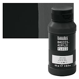 Liquitex Basics Acrylic Fluid Paint - Mars Black, 118 ml bottle and swatch