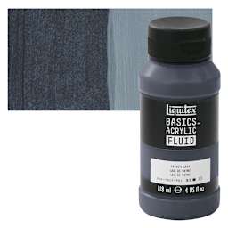 Liquitex Basics Acrylic Fluid Paint - Payne's Grey, 118 ml bottle and swatch