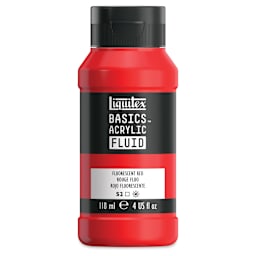 Liquitex Basics Acrylic Fluid Paint - Fluorescent Red, 118 ml