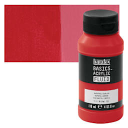 Liquitex Basics Acrylic Fluid Paint - Naphthol Crimson, 118 ml bottle and swatch