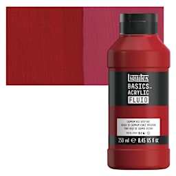 Liquitex Basics Acrylic Fluid Paint - Cadmium Red Deep Hue, 250 ml bottle and swatch