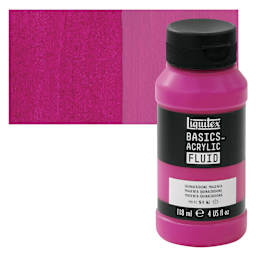 Liquitex Basics Acrylic Fluid Paint - Quinacridone Magenta, 118 ml bottle and swatch