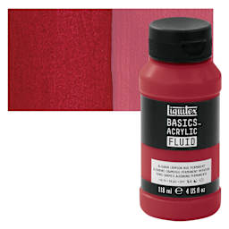 Liquitex Basics Acrylic Fluid Paint - Alizarin Crimson Hue Permanent, 118 ml bottle and swatch