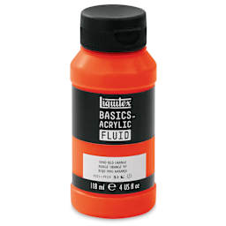 Liquitex Basics Acrylic Fluid Paint - Vivid Red Orange, 118 ml