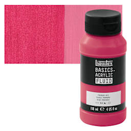 Liquitex Basics Acrylic Fluid Paint - Primary Red, 118 ml bottle and swatch