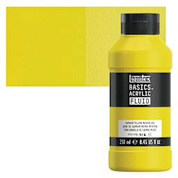 Liquitex Basics Acrylic Fluid Paint - Cadmium Yellow Medium Hue, 250 ml bottle and swatch