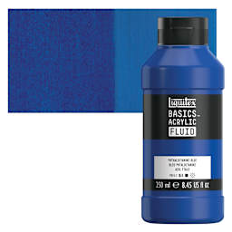Liquitex Basics Acrylic Fluid Paint - Phthalocyanine Blue, 250 ml bottle and swatch