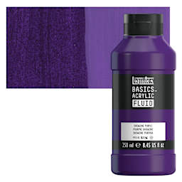 Liquitex Basics Acrylic Fluid Paint - Dioxazine Purple, 250 ml bottle and swatch