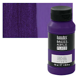 Liquitex Basics Acrylic Fluid Paint - Dioxazine Purple, 118 ml bottle and swatch