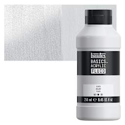 Liquitex Basics Acrylic Fluid Paint - Silver, 250 ml bottle and swatch