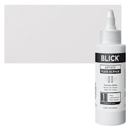 Blick Artists’ Fluid Acrylic - Titanium White, 100 ml, Bottle and Swatch