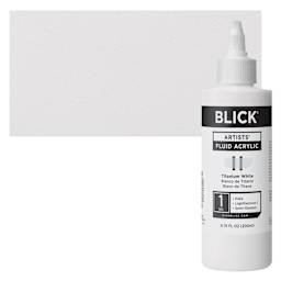 Blick Artists’ Fluid Acrylic - Titanium White, 200 ml bottle and swatch