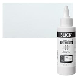 Blick Artists’ Fluid Acrylic - Zinc White, 100 ml Bottle and Swatch
