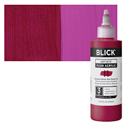 Blick Artists’ Fluid Acrylic - Quinacridone Red Magenta, 200 ml bottle and swatch