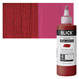 Blick Artists’ Fluid Acrylic - Quinacridone Crimson, 200 ml bottle and swatch
