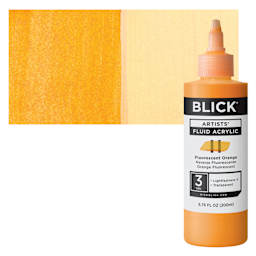 Blick Artists’ Fluid Acrylic - Fluorescent Orange, 200 ml bottle and swatch