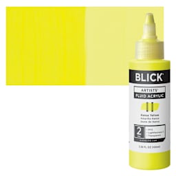 Blick Artists’ Fluid Acrylic - Hansa Yellow, 100 ml Bottle and Swatch
