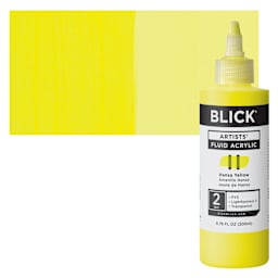Blick Artists’ Fluid Acrylic - Hansa Yellow, 200 ml bottle and swatch