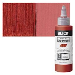 Blick Artists’ Fluid Acrylic - Quinacridone Burnt Orange, 100 ml bottle and swatch